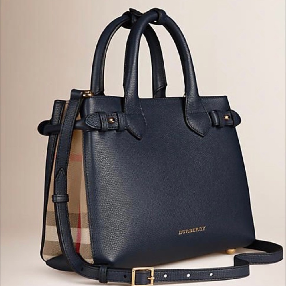 Burberry Navy Blue medium size tote